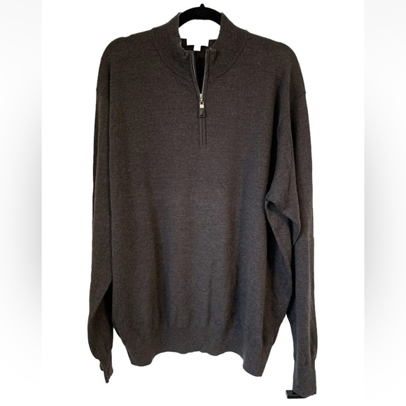 Peter Millar Crown 1/4 Zip Merino Wool Silk Men's Sweater Size XXL Brown Neutral - Picture 1 of 8
